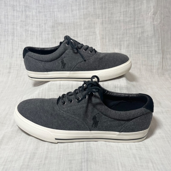 Polo Ralph Lauren Vaughn Shoes. Men’s 8.5 Charcoal Grey Canvas Lace-up. … - Picture 3 of 7